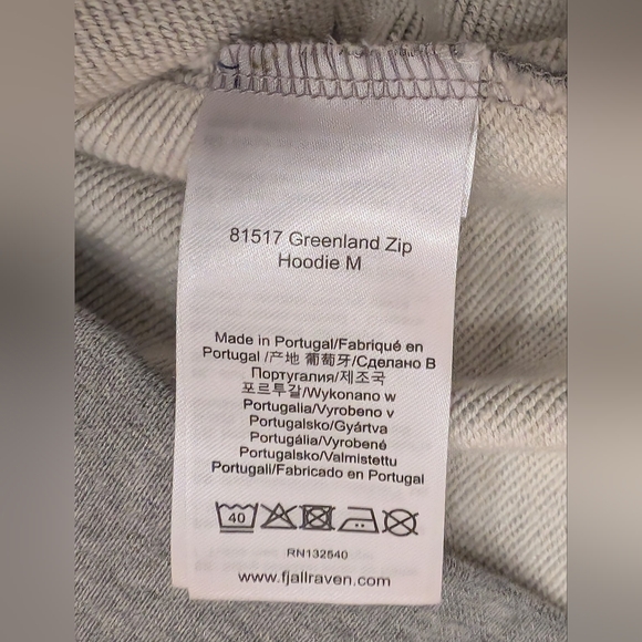 Fjallraven Greenland Full Zip Hoodie Gray Men's Size Medium Made in Portugal - Picture 4 of 6